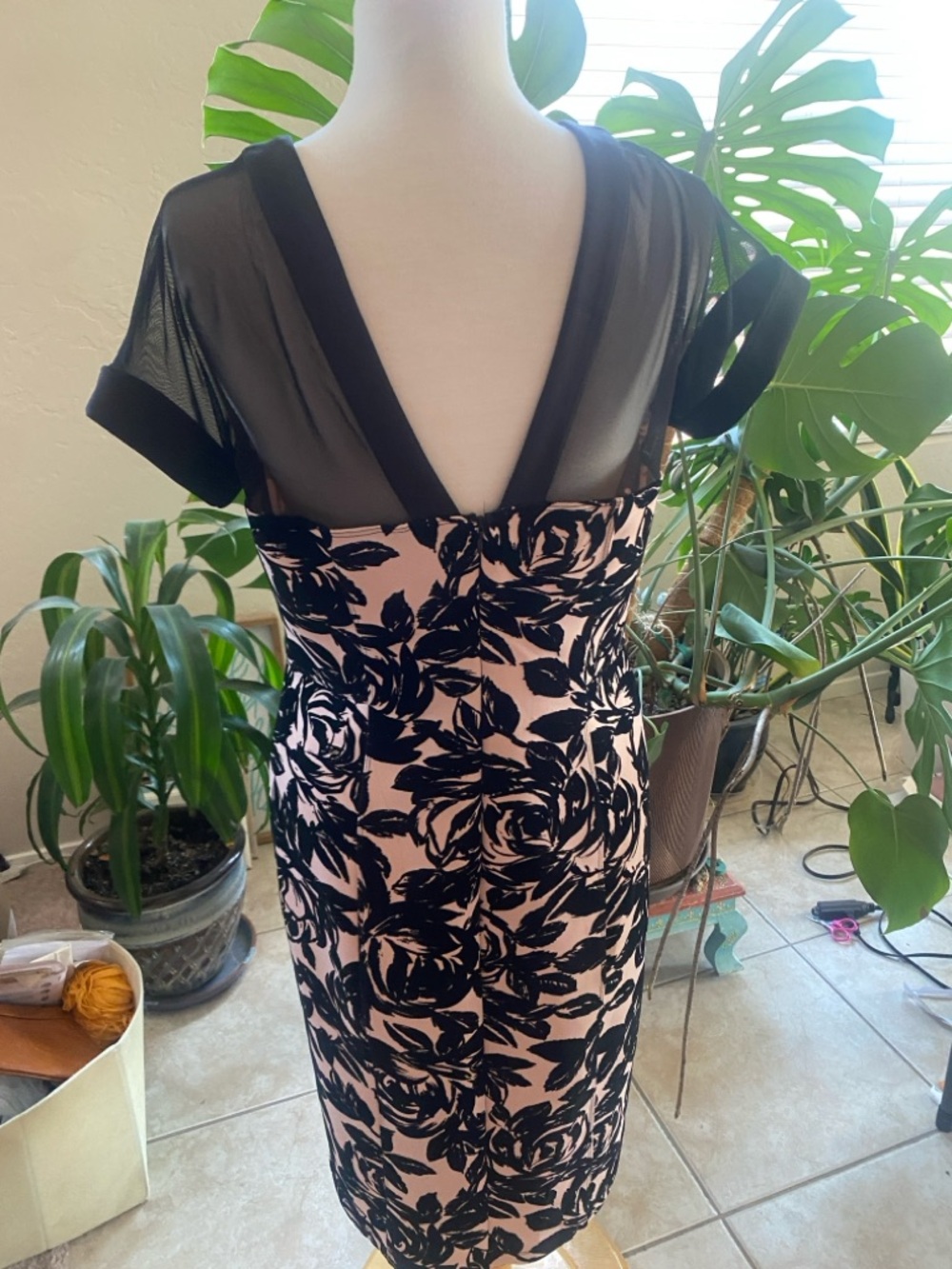 Enfocus Studio Blush Midi Dress with Black Floral Overlay - Picture 2 of 2